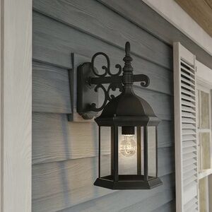 Designers Fou Outdoor Black Wall Lantern Sconce with Clear Glass